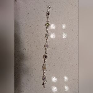 Elegant Multi-Color Gemstone Sterling Silver Bracelet